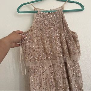 Adrianna Papell Sequin Champagne Dress. Size 6.